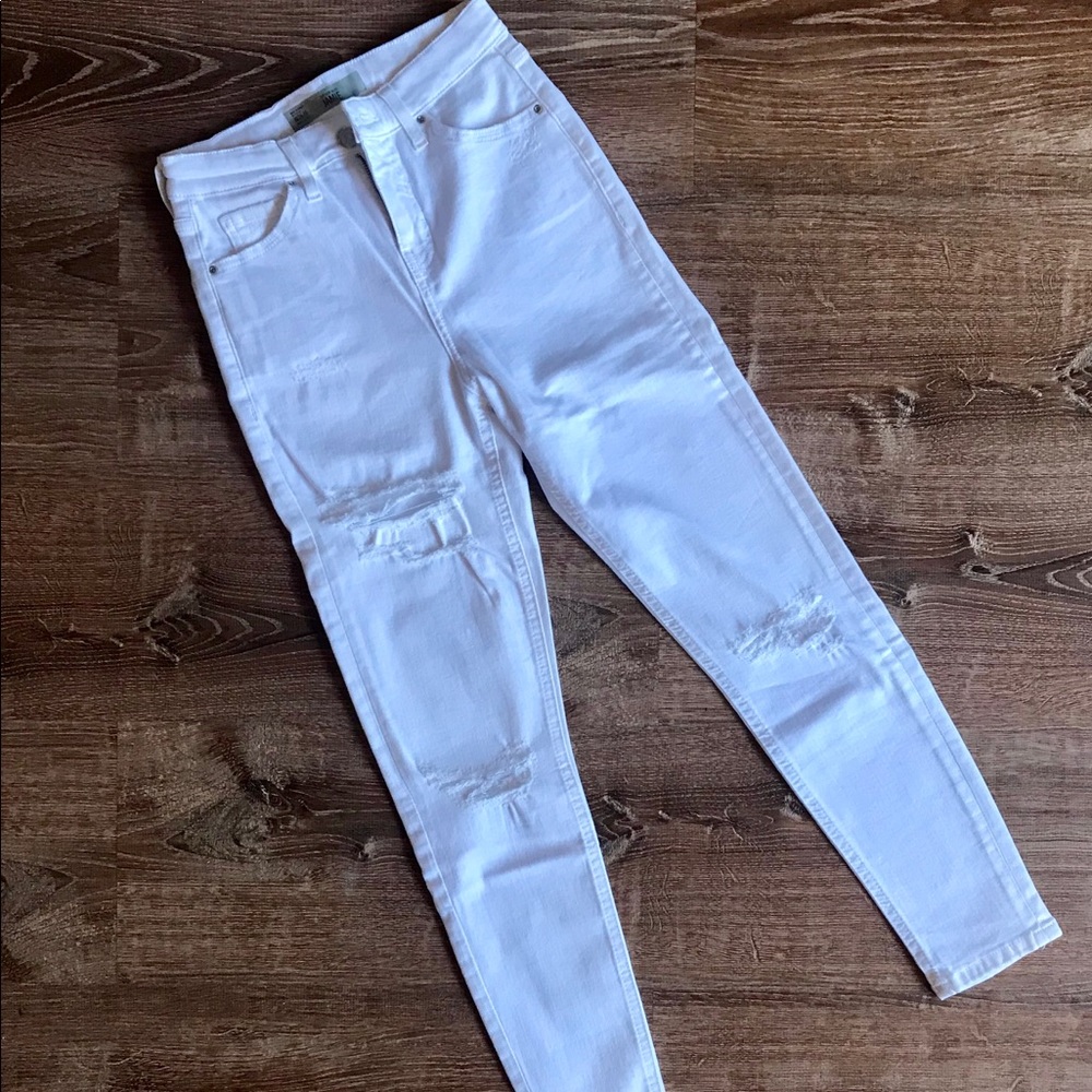 Topshop Jamie white ripped denim jeans sz 26 NWOT